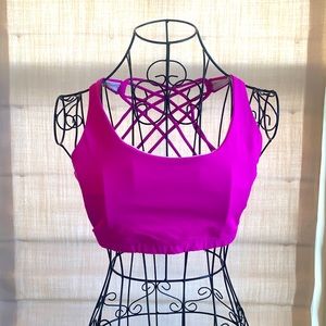 Sadhana yoga strappy back sports bra raspberry pink size L
